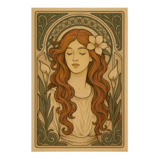 Art Nouveau Style Women Art Poster
