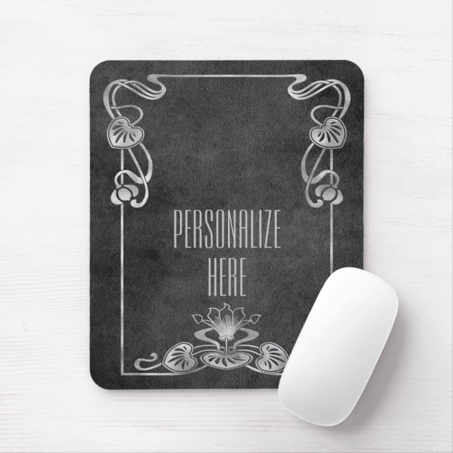 Art nouveau suede look elegant silver grey mousepa mouse pad (With Mouse)