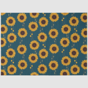 Art Nouveau Sunflower Retro Floral Stripes Yellow Tissue Paper