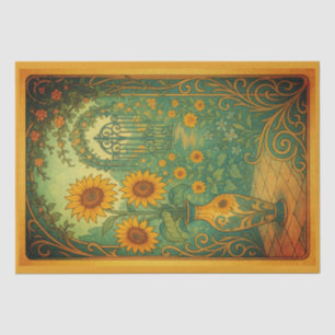 Art Nouveau Sunflower Vase Garden Decoupage Tissue Paper