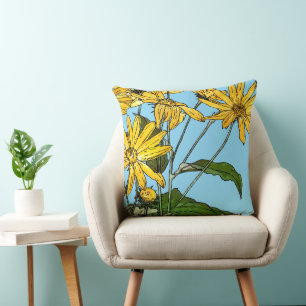 Art Nouveau Sunflowers Throw Pillow