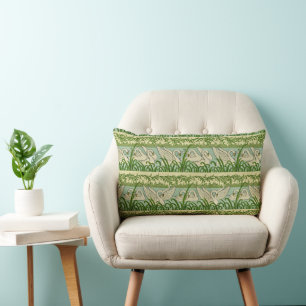 Art Nouveau Swan Pattern – Vintage Botanical Swan Lumbar Pillow