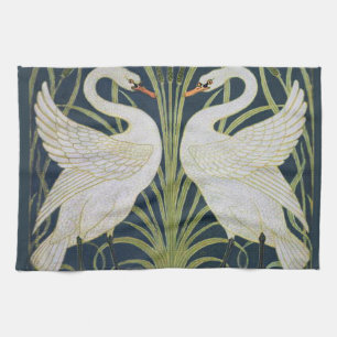Art Nouveau Swans Pattern: Walter Crane Swan Print Kitchen Towel