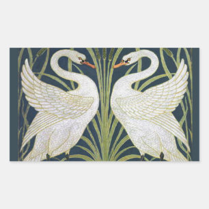 Art Nouveau Swans Pattern: Walter Crane Swan Print Sticker