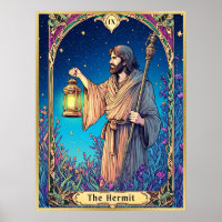 Art Nouveau Tarot Card, The Hermit