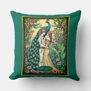 Art Nouveau Tarot Card, The Lovers Throw Pillow