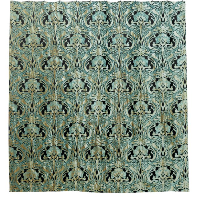 Art nouveau, teal,gold,pattern,belle époque,chic,e (Front)