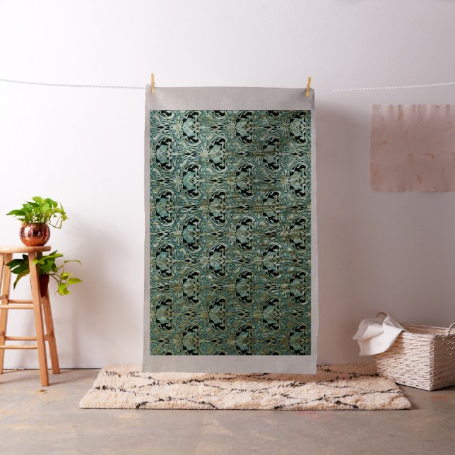 Art nouveau, teal,gold,pattern,belle époque,chic,e fabric (In Situ)