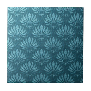 Art Nouveau,Teal,metallic,art deco, fan pattern,ch Tile