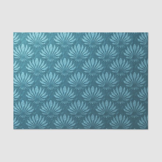 Art Nouveau,Teal,metallic,art deco, fan pattern,ch Tissue Paper (Front)