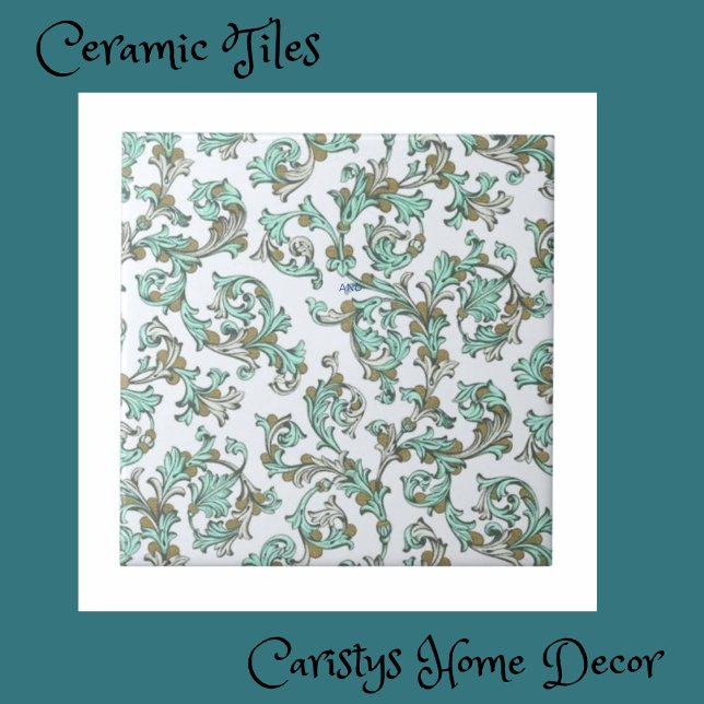 Art Nouveau Teal, White, Taupe  Tile (Creator Uploaded)