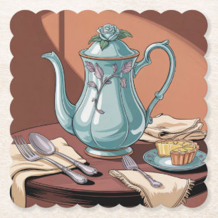 Art Nouveau Teapot Coaster Set