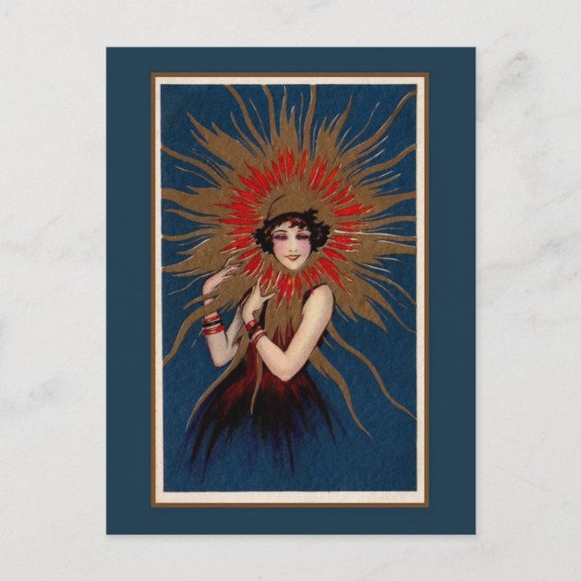 Art Nouveau The Lady in the Sun Postcard (Front)