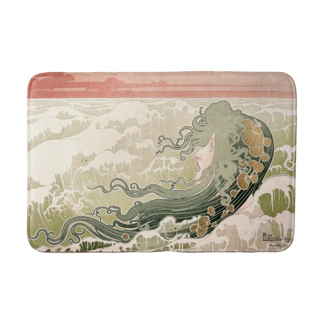 Art Nouveau The Wave by Henri Privat-Livemont Bath Mat (Front)