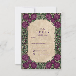 Art Nouveau Thistle Wedding RSVP Card