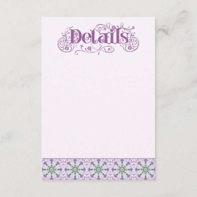 Art Nouveau Thistle Wheel Lilac Horizontal Enclosure Card (Front)