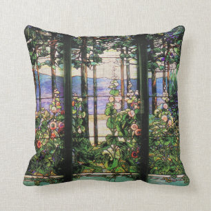 Art Nouveau Tiffany Stained Glass Nature Throw Pillow