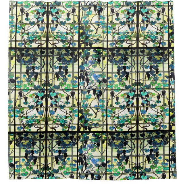 Art Nouveau Tiffany Stained Glass Vineyard Grapes (Front)