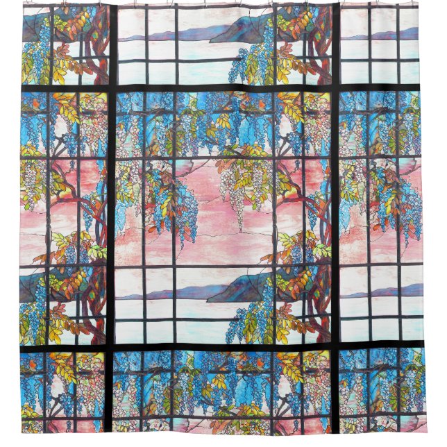 Art Nouveau Tiffany Stained Glass Wisteria Flowers (Front)