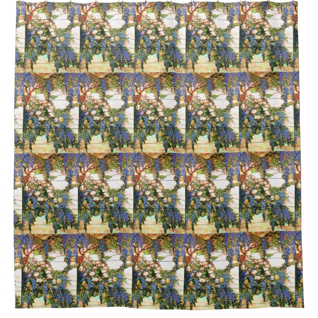 Art Nouveau Tiffany Stained Glass Wisteria Flowers (Front)