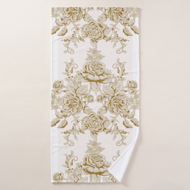 Art nouveau,Toile,floral,pattern,beige,chic,elegan Bath Towel (Bath Towel)