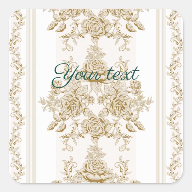 Art nouveau,Toile,floral,pattern,beige,chic,elegan Square Sticker (Front)