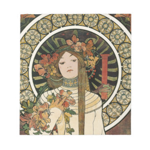 Art Nouveau Trappistine Mucha Art Notepad