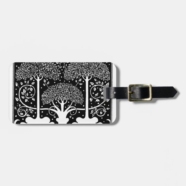 Art Nouveau Tree Beardsley Pattern Luggage Tag (Front Horizontal)