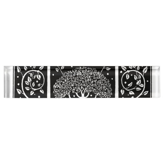 Art Nouveau Tree Beardsley Pattern Nameplate (Front)