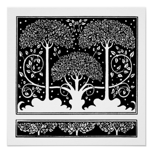Art Nouveau Tree Beardsley Pattern Poster (Front)