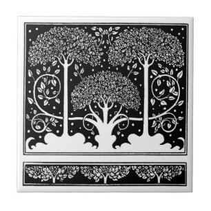 Art Nouveau Tree Beardsley Pattern Tile