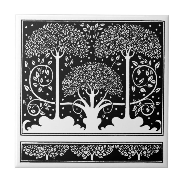 Art Nouveau Tree Beardsley Pattern Tile (Front)