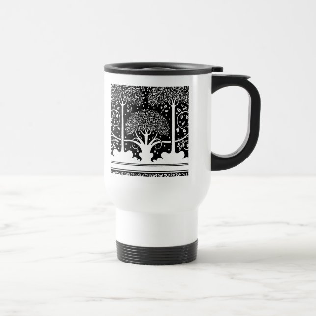 Art Nouveau Tree Beardsley Pattern Travel Mug (Right)