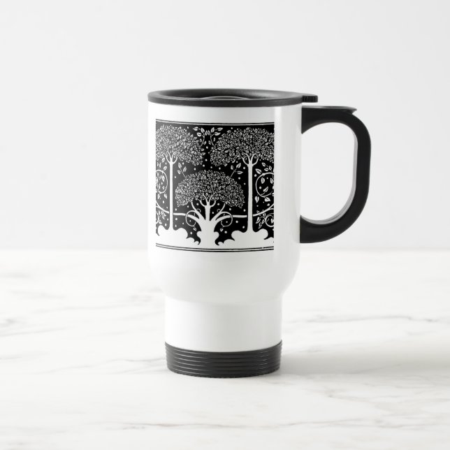 Art Nouveau Tree Beardsley Pattern Travel Mug (Right)