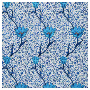 Art Nouveau Tulip Damask, Cobalt Blue Fabric