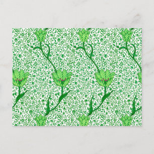 Art Nouveau Tulip Damask, Emerald Green Postcard
