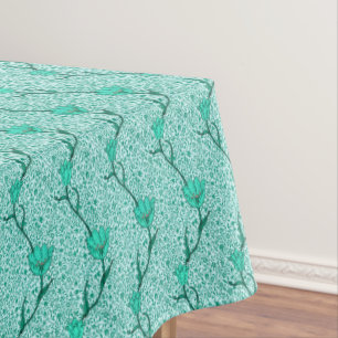 Art Nouveau Tulip Damask, Turquoise Tablecloth