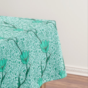 Art Nouveau Tulip Damask, Turquoise Tablecloth