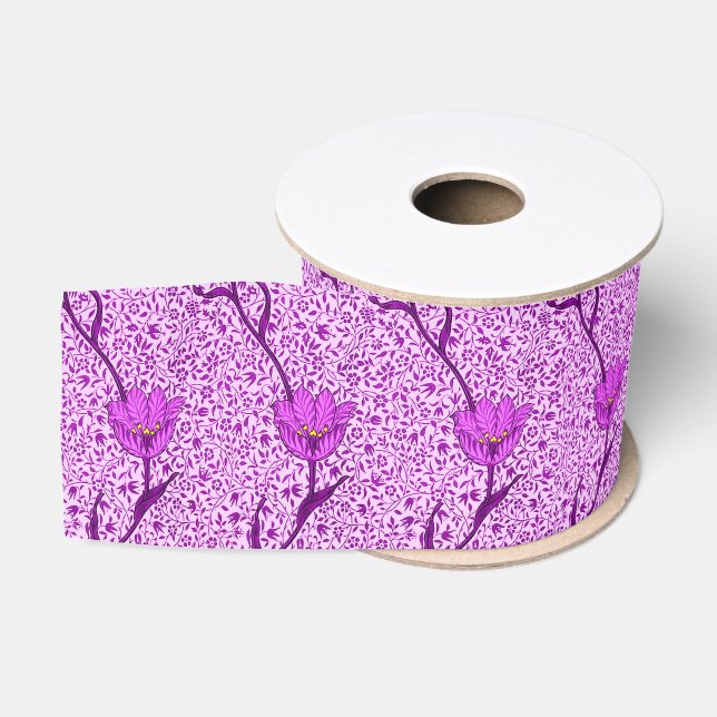 Art Nouveau Tulip Damask, Violet and Orchid Grosgrain Ribbon (Spool)