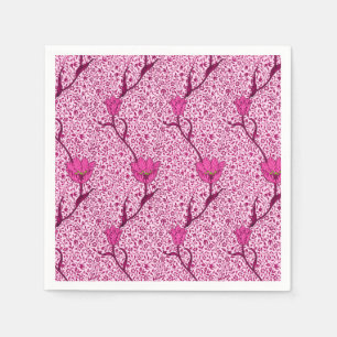 Art Nouveau Tulip Damask, Wine & Fuchsia Pink Napkin