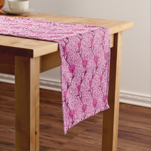Art Nouveau Tulip Damask, Wine & Fuchsia Pink Short Table Runner