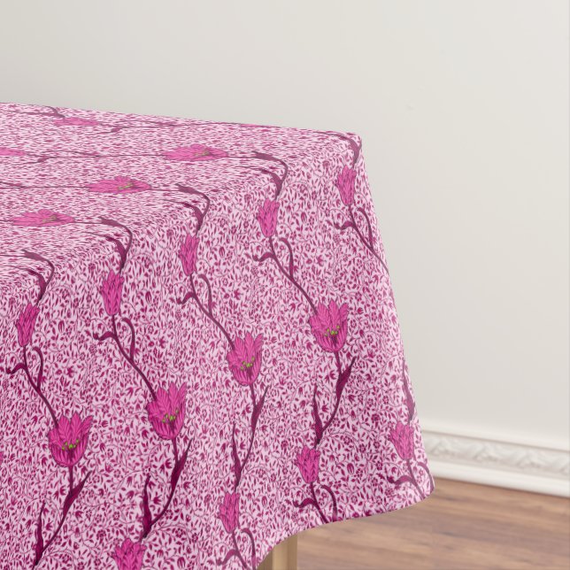 Art Nouveau Tulip Damask, Wine & Fuchsia Pink Tablecloth (In Situ)