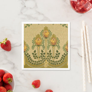 Art Nouveau Tulip Flower Pyramid Shape Luncheon Napkin