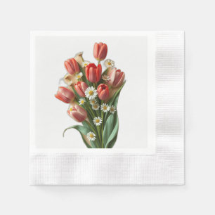 Art Nouveau Tulips and Daisies Napkin