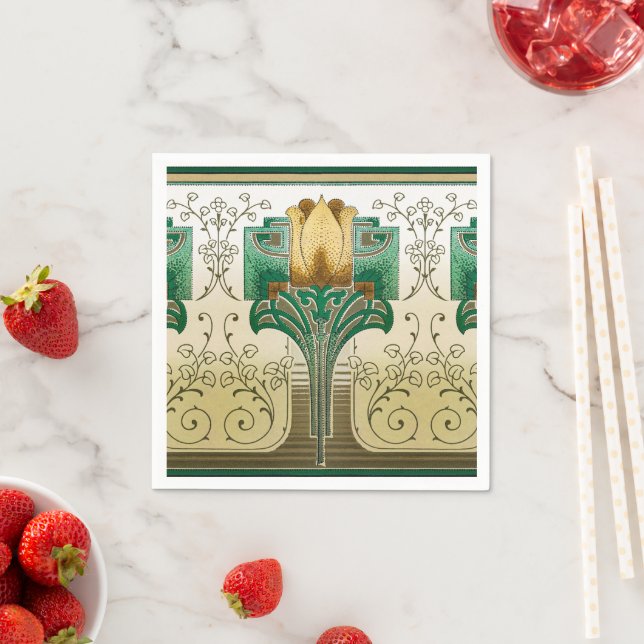 Art Nouveau Tulips Motif Standard Dinner Napkin (Insitu)