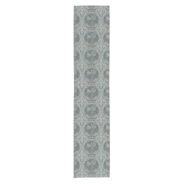 Art Nouveau Tulips Shades Of Grey Table Runner (Front)