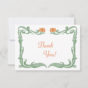 Art Nouveau Tulips Thank You Card