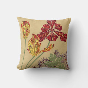 Art Nouveau Tulips Throw Pillow