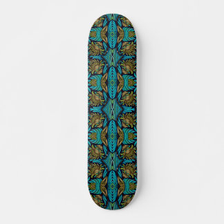 Art Nouveau Turquoise Blue Floral Pattern   Skateboard