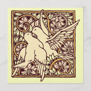 Art Nouveau Turtle Doves Wedding Invitation